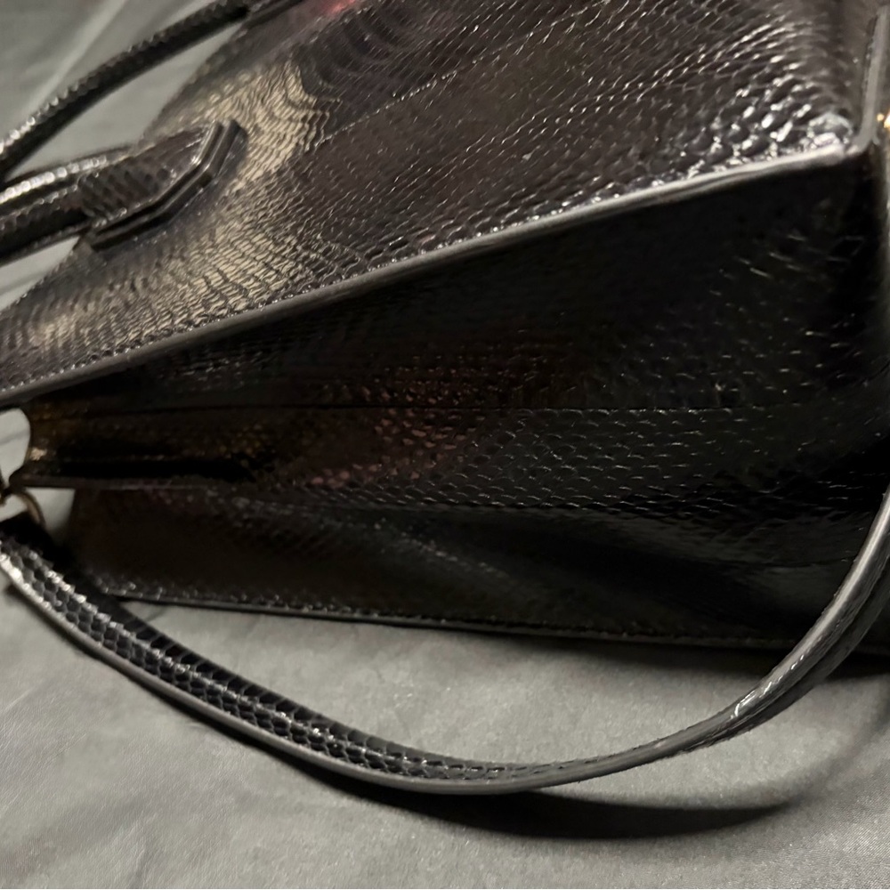 NWT Michael‎ Kors Mercer Black Snakeskin Large Convertible Tote Suede Lining - Picture 8 of 15